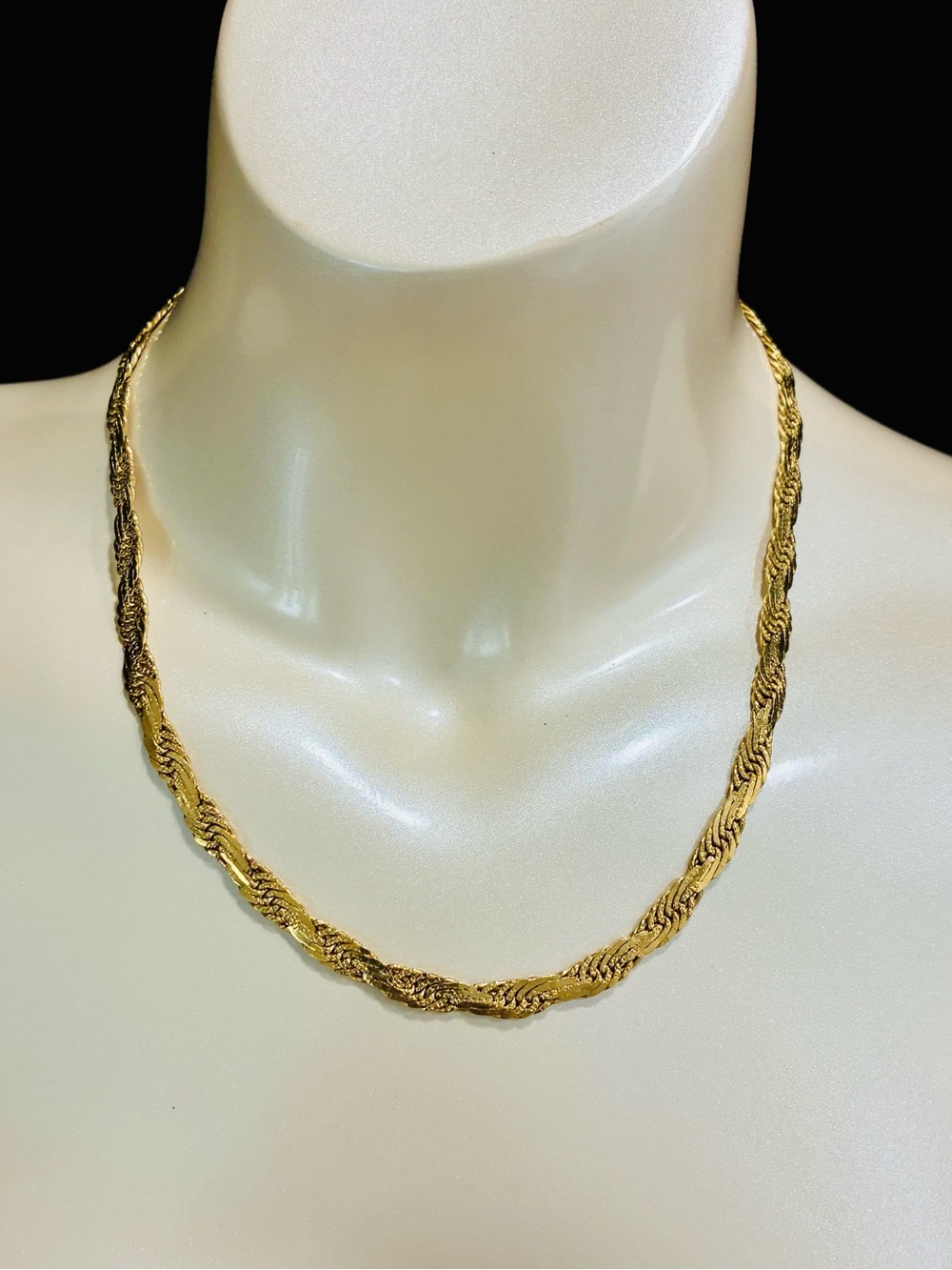 VTG 80s 90s Gold-Tone Twisted Rope Necklace  Unisex Jewelry Every Day Easy EUC